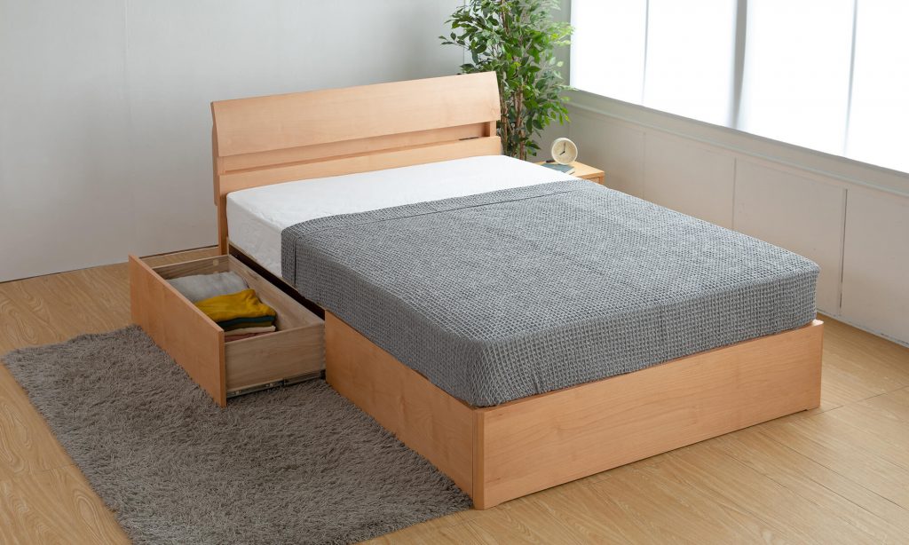 引出式収納ベッドは収納ベッドのなかでも比較的価格が安く、一番スタンダードで万能なタイプ