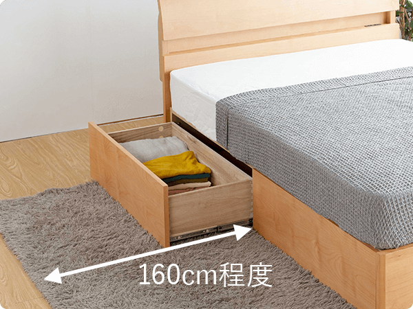 収納付きベッドを選ぶ際、引き出しを引き出すスペースが確保できるのかを確認しておかなければいけません