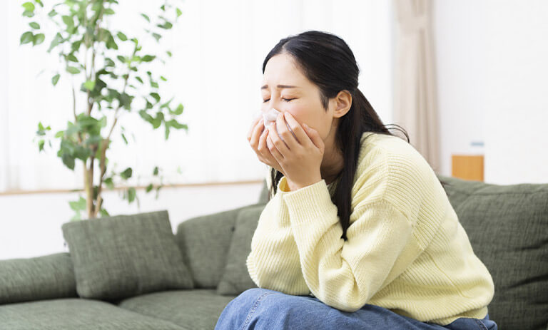 カビやダニが原因で咳やアレルギー反応が起きます。