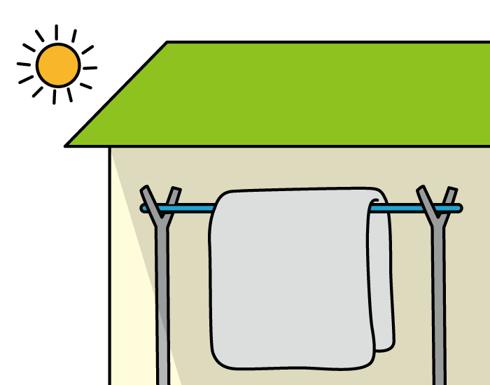 天日干しは変色の原因になるので、陰干ししましょう。