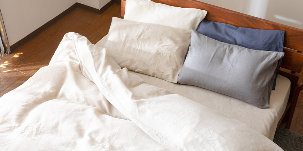 睡眠時の寝汗をすぐに乾かし、汚れにくいリネンは枕カバー、布団カバーにもおすすめ