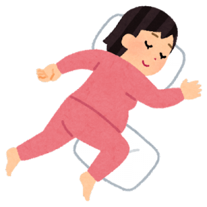シムスの体位で寝る妊婦のイラスト