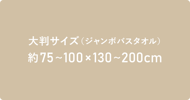 約75～100×130～200cmの大きさの大判サイズのバスタオル