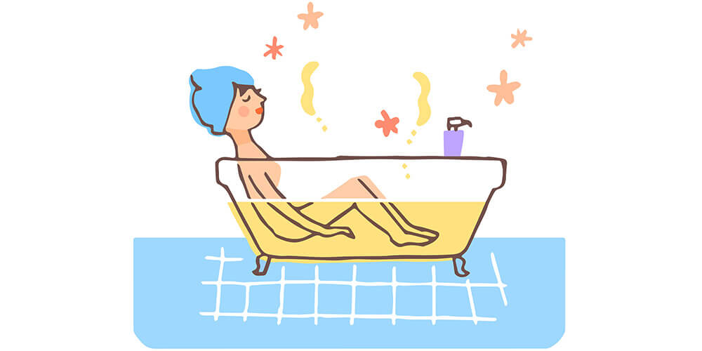 お風呂に浸かると、身体が温まって（温熱作用）血行が促進され、体温があがる