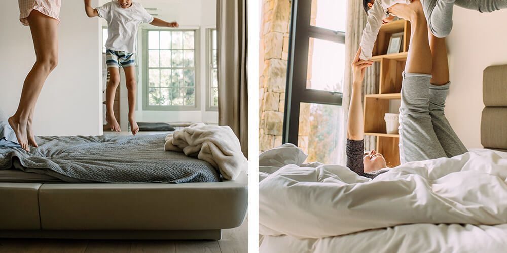 ベッドの耐荷重は静止状態を想定しているため、飛び跳ねたり用途外の使い方をすると破損する可能性がある